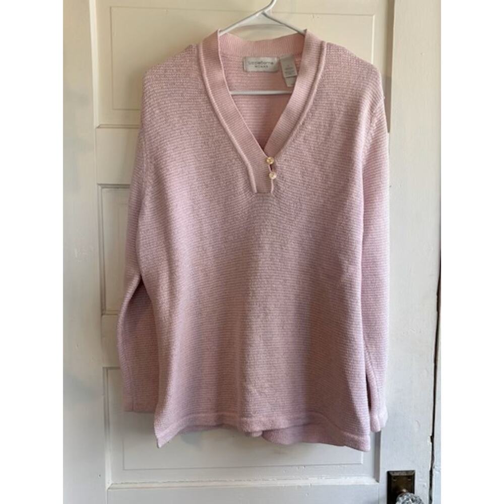 Liz Claiborne‎ Woman Size 1X Pink V-Neck Tunic Sweater